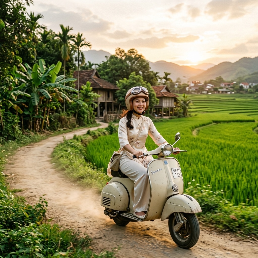 Hanoi Female Rider Countryside Tour with local guides in Hanoi